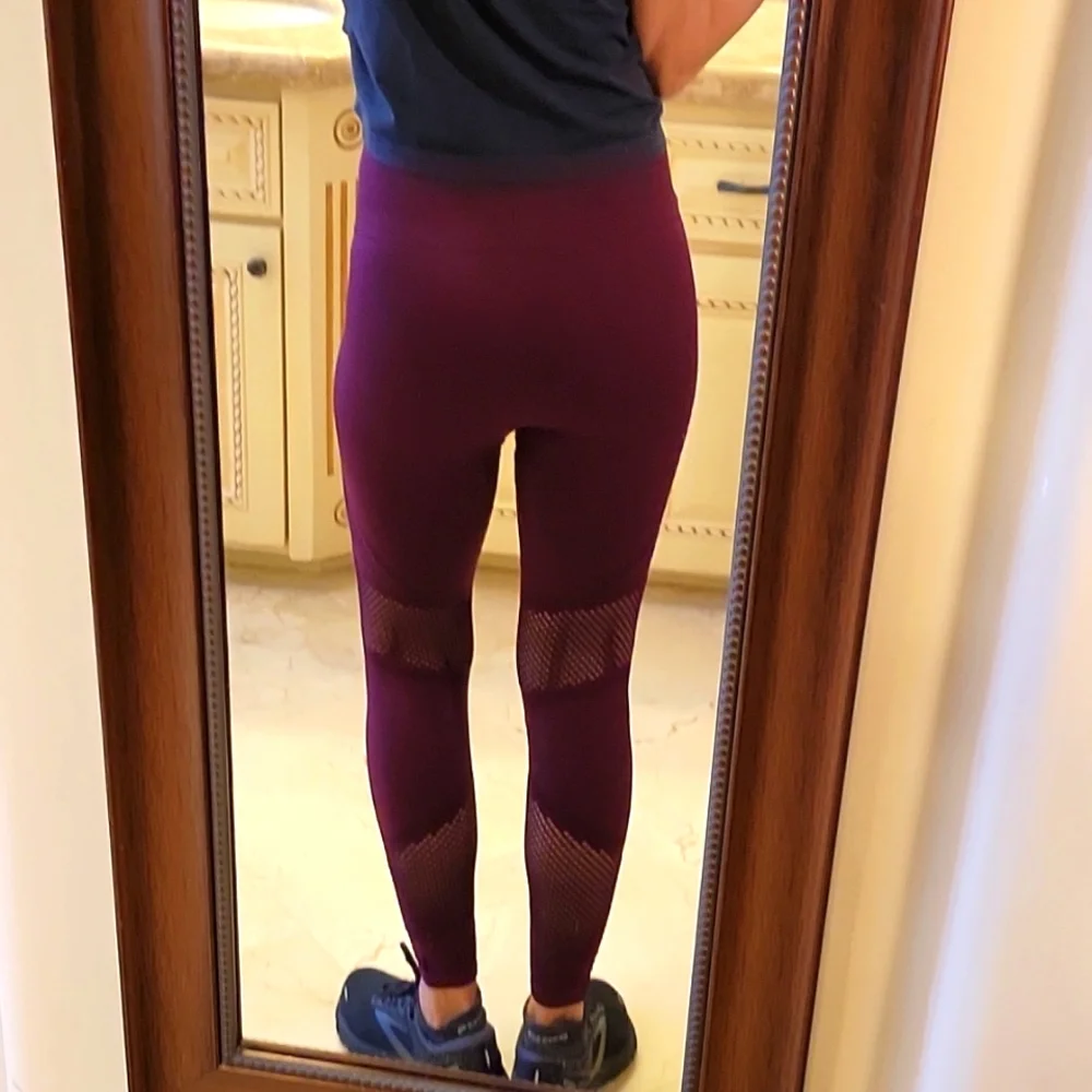 Fabletics Purple Lasercut Sport Tights, S - Picture 12 of 16